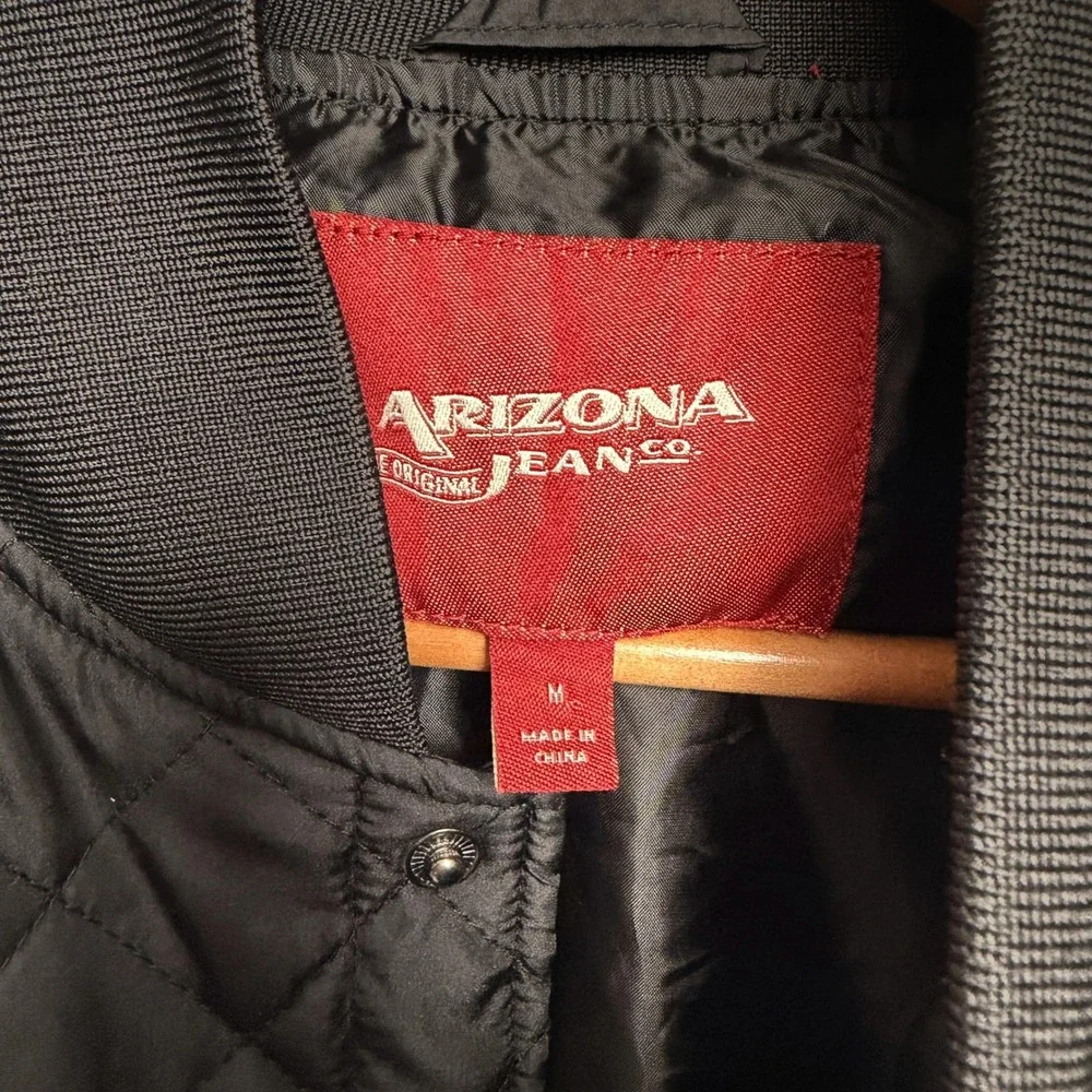 Arizona Jean Mens Bomber Jacket M Quilted Black Snap Outdoor Rugged Fall Layer